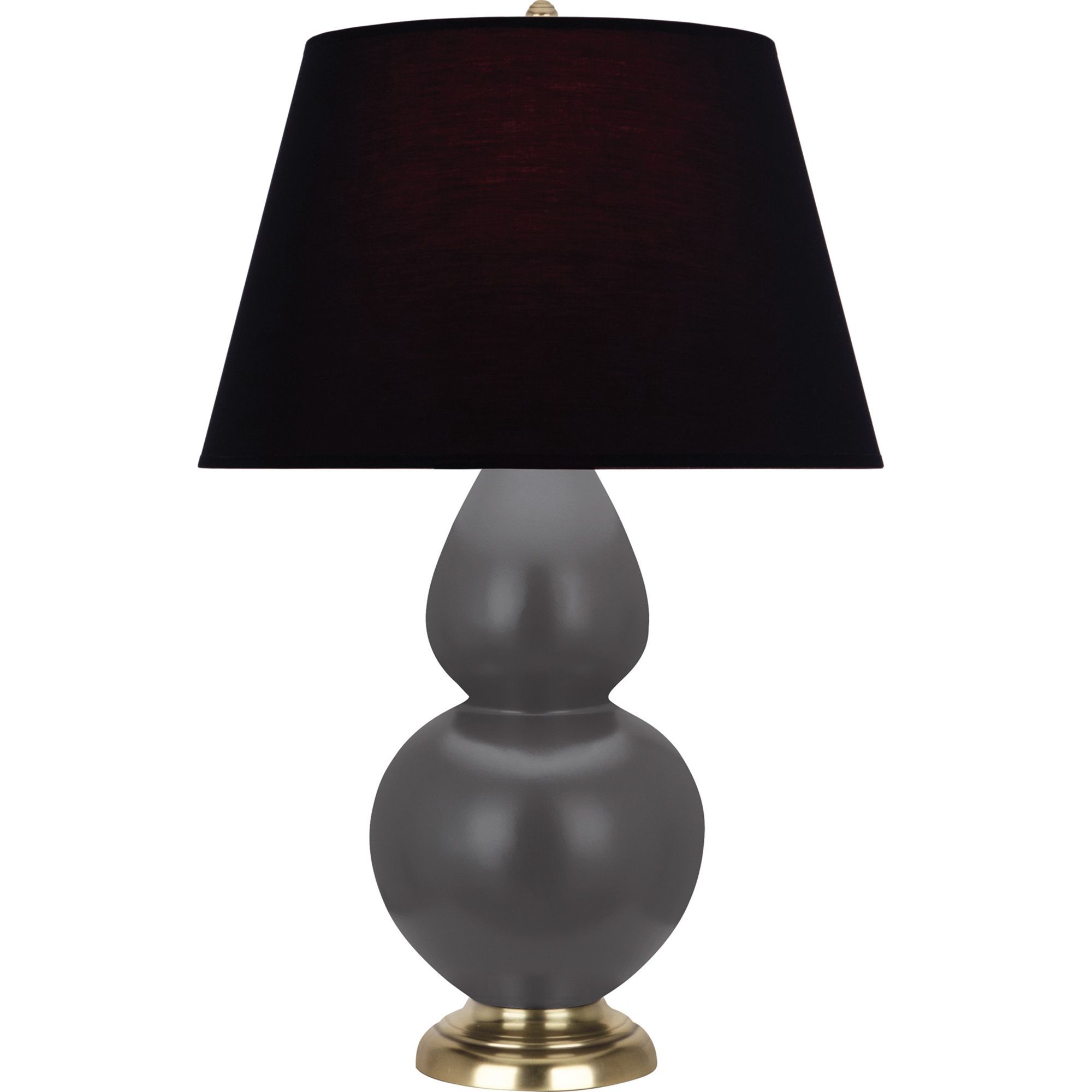 Image 2 Double Gourd 31"H Matte Ash And Brass Table Lamp w/ Ink And Rose Shade more views