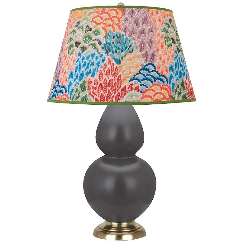 Image 1 Double Gourd 31"H Matte Ash And Brass Table Lamp w/ Spring Shade