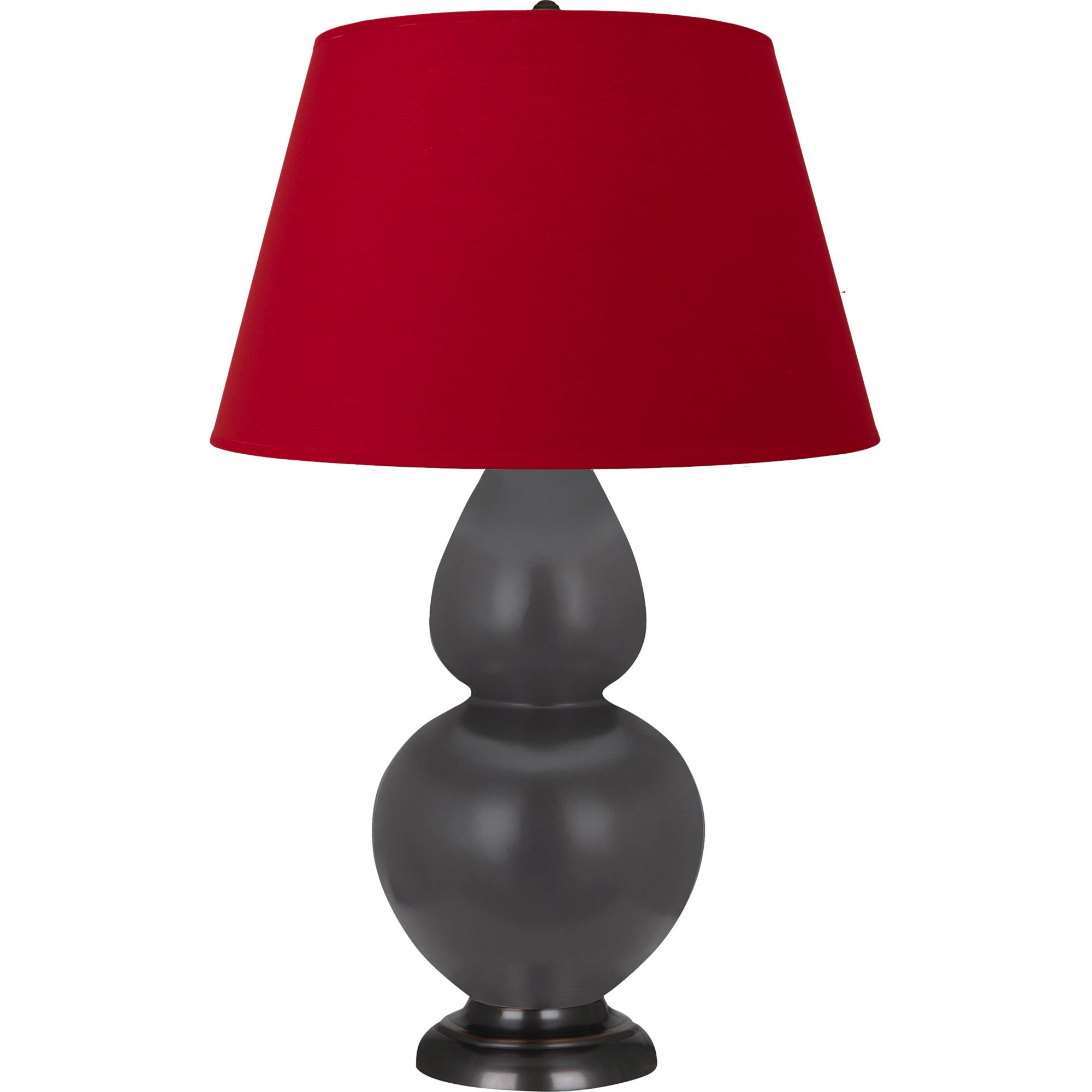 Image 2 Double Gourd 31"H Matte Ash And Bronze Lamp w/ Black And Red Shade more views