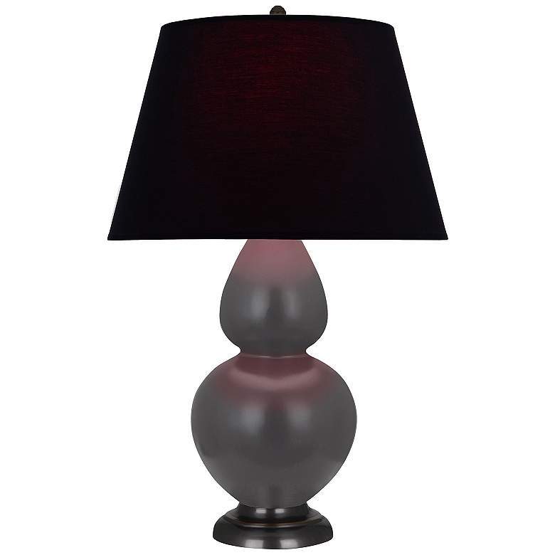 Image 1 Double Gourd 31"H Matte Ash And Bronze Lamp w/ Ink And Rose Shade