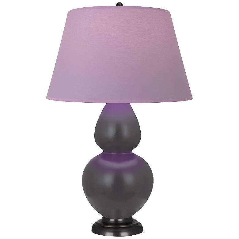 Image 1 Double Gourd 31"H Matte Ash And Bronze Lamp w/ Lavender And Plum Shade