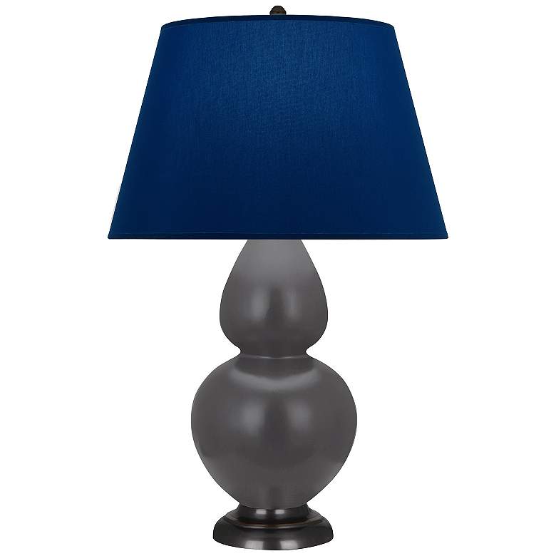 Image 1 Double Gourd 31"H Matte Ash And Bronze Lamp w/ Navy And Gray Shade