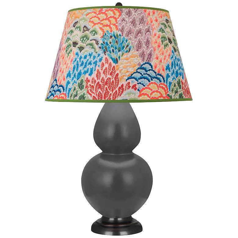 Image 1 Double Gourd 31"H Matte Ash And Bronze Table Lamp w/ Spring Shade