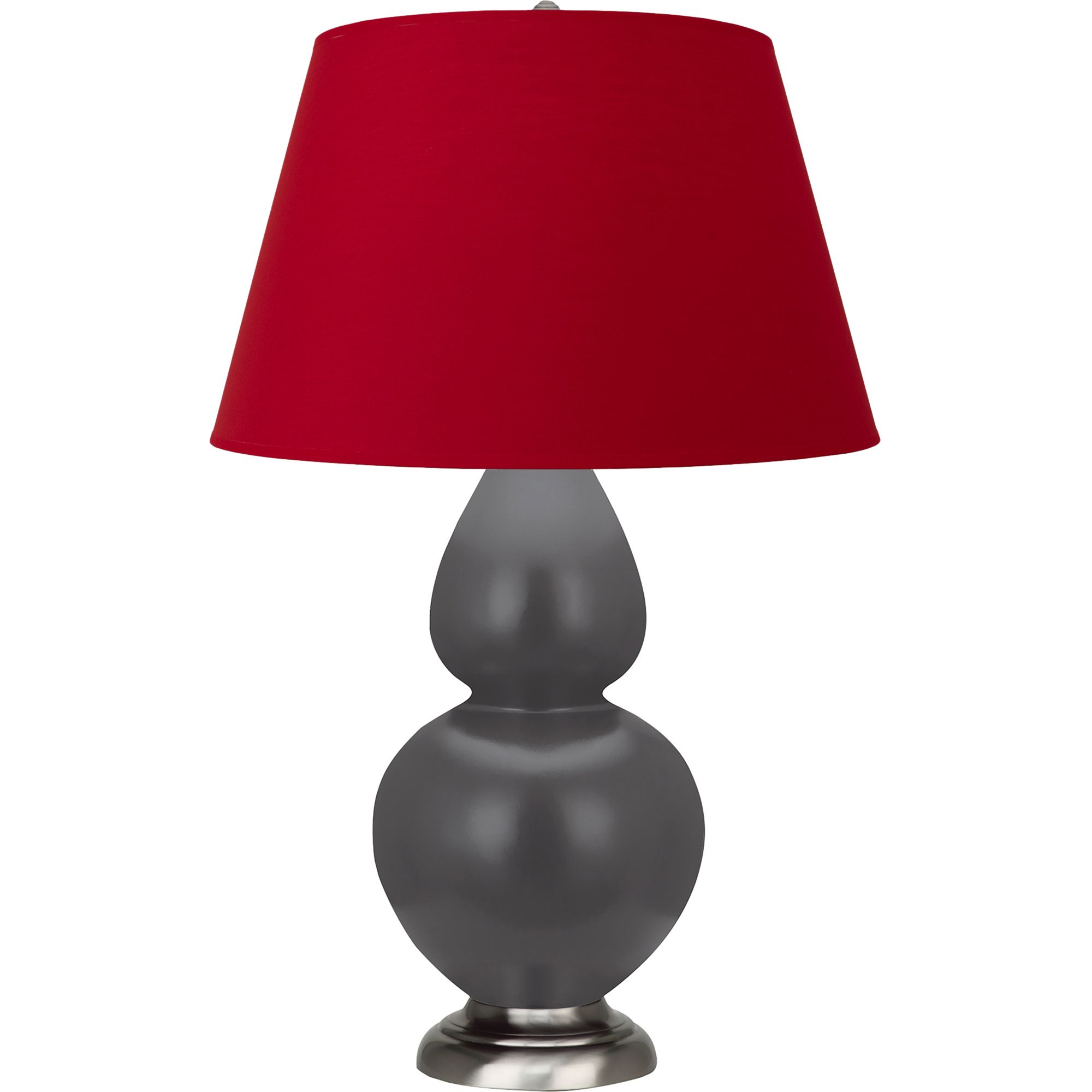 Image 2 Double Gourd 31"H Matte Ash And Silver Lamp w/ Black And Red Shade more views