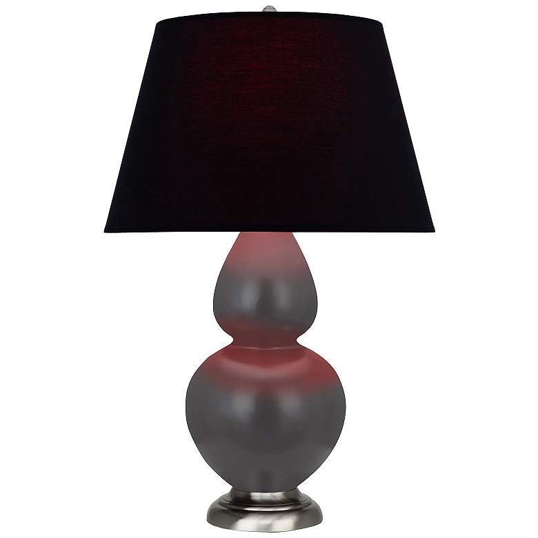 Image 1 Double Gourd 31"H Matte Ash And Silver Lamp w/ Ink And Rose Shade