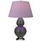 Double Gourd 31"H Matte Ash And Silver Lamp w/ Lavender And Plum Shade