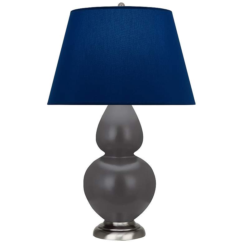 Image 1 Double Gourd 31"H Matte Ash And Silver Lamp w/ Navy And Gray Shade