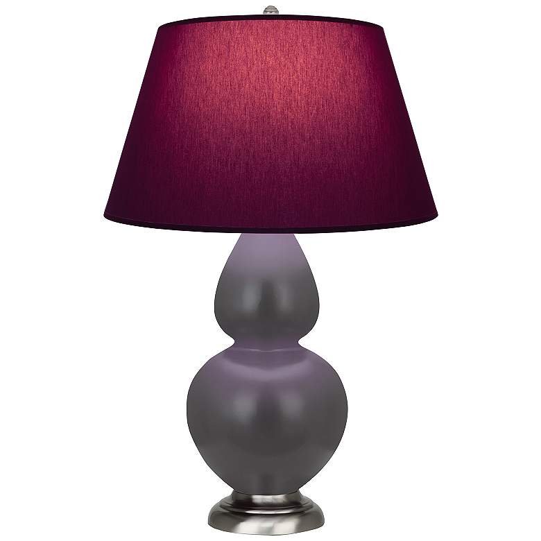 Image 1 Double Gourd 31"H Matte Ash And Silver Lamp w/ Plum And Lavender Shade