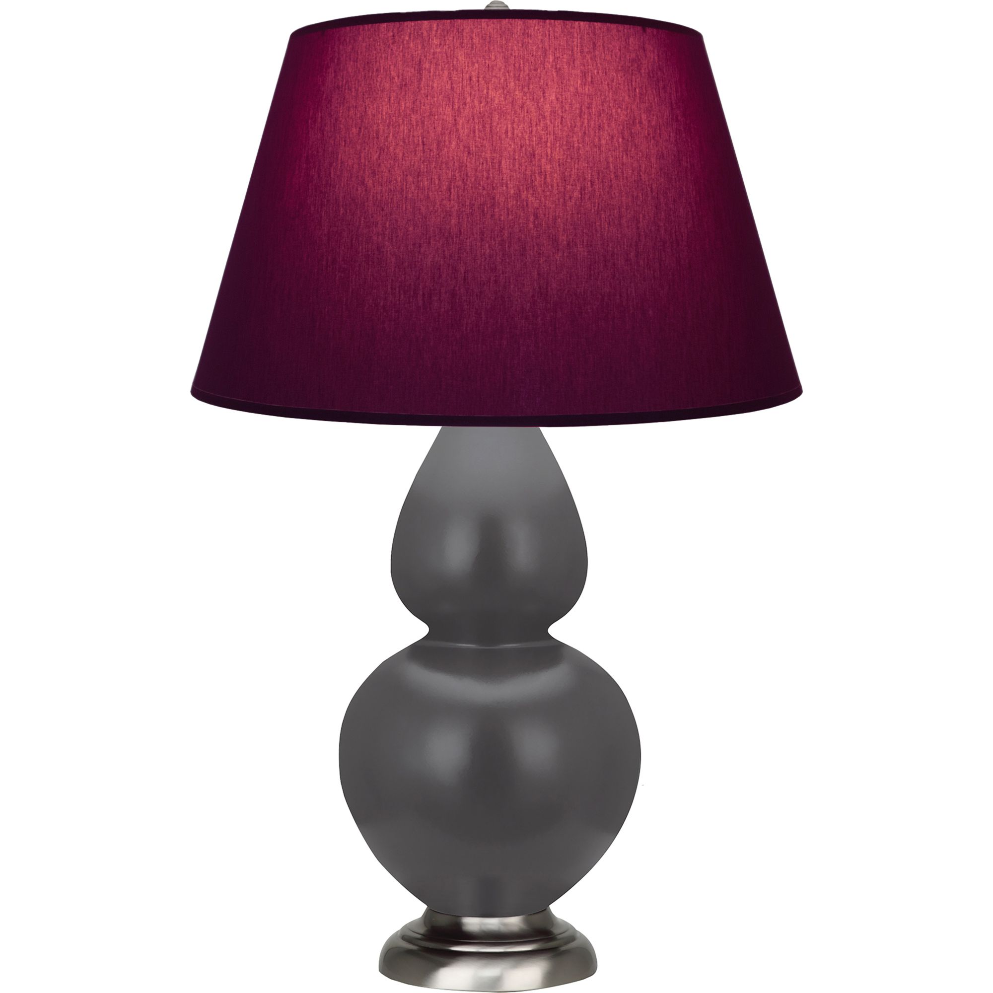 Image 2 Double Gourd 31"H Matte Ash And Silver Lamp w/ Plum And Lavender Shade more views