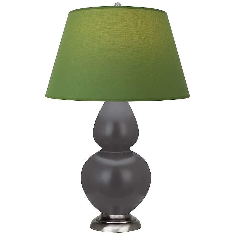 Image 1 Double Gourd 31"H Matte Ash And Silver Lamp w/ Tea And Taupe Shade