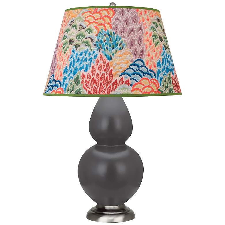 Image 1 Double Gourd 31"H Matte Ash And Silver Table Lamp w/ Spring Shade