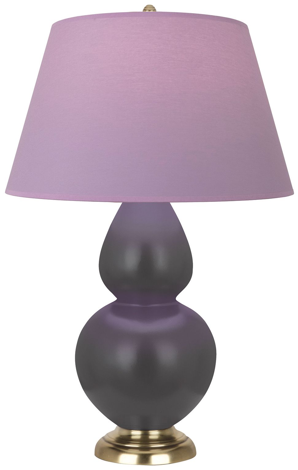 Double Gourd 31"H Matte Ash & Brass Lamp w/ Lavender & Plum Made to Order