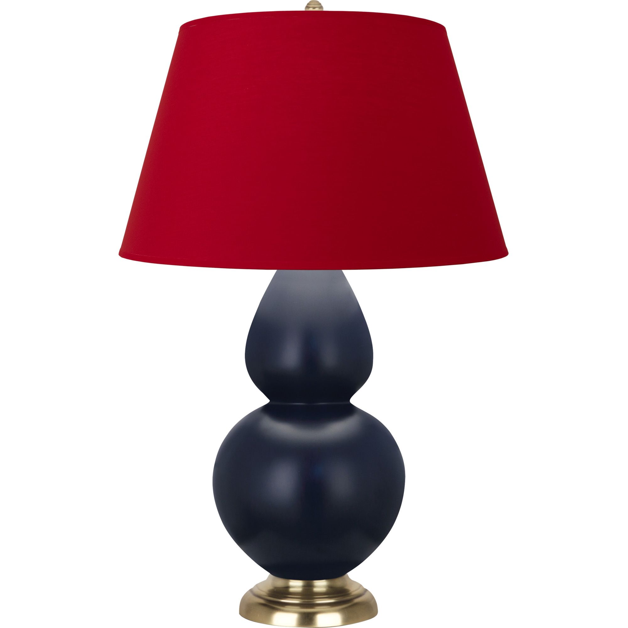Image 2 Double Gourd 31"H Matte Blue And Brass Lamp w/ Black And Red Shade more views