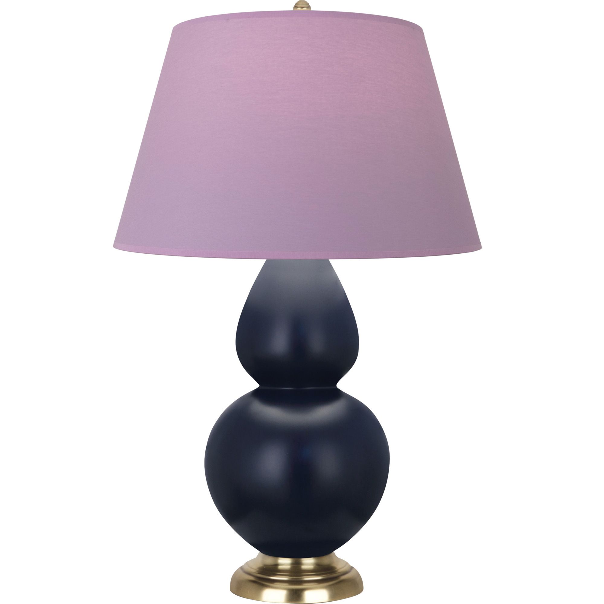 Image 2 Double Gourd 31"H Matte Blue And Brass Lamp w/ Lavender And Plum Shade more views