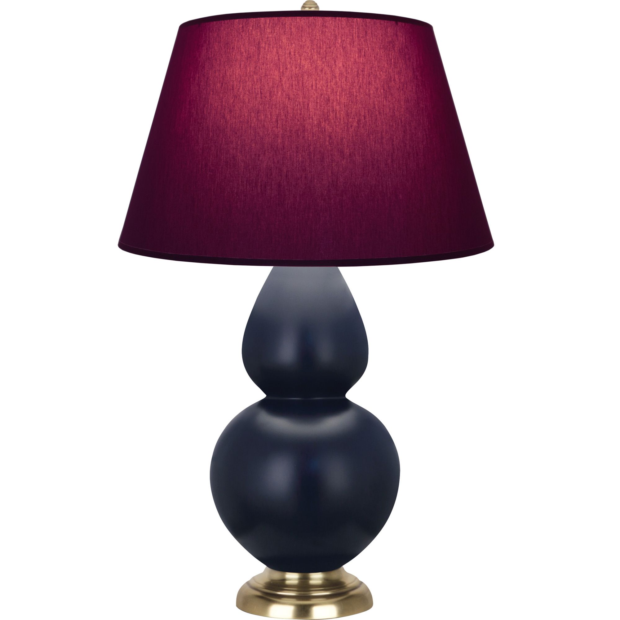 Image 2 Double Gourd 31"H Matte Blue And Brass Lamp w/ Plum And Lavender Shade more views