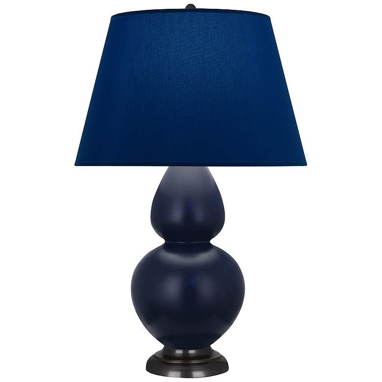 Image 1 Double Gourd 31"H Matte Blue And Bronze Lamp w/ Navy And Gray Shade