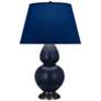 Double Gourd 31"H Matte Blue And Bronze Lamp w/ Navy And Gray Shade