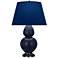 Double Gourd 31"H Matte Blue And Bronze Lamp w/ Navy And Gray Shade