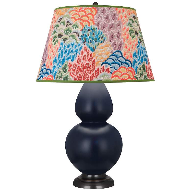 Image 1 Double Gourd 31"H Matte Blue And Bronze Table Lamp w/ Spring Shade