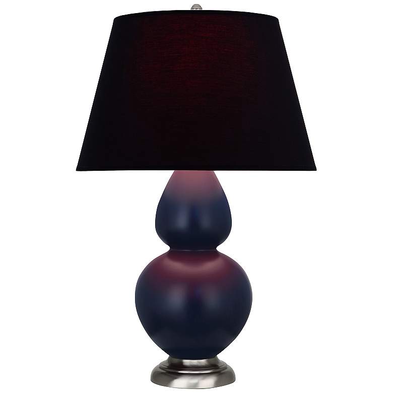 Image 1 Double Gourd 31"H Matte Blue And Silver Lamp w/ Ink And Rose Shade