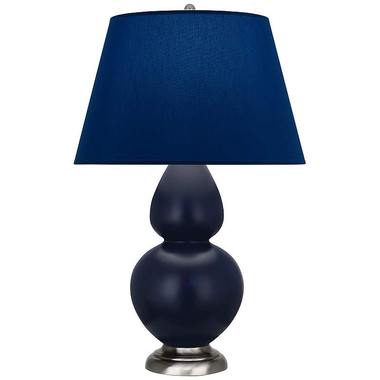 Image 1 Double Gourd 31"H Matte Blue And Silver Lamp w/ Navy And Gray Shade