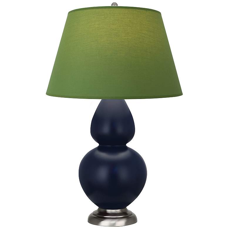 Image 1 Double Gourd 31"H Matte Blue And Silver Lamp w/ Tea And Taupe Shade