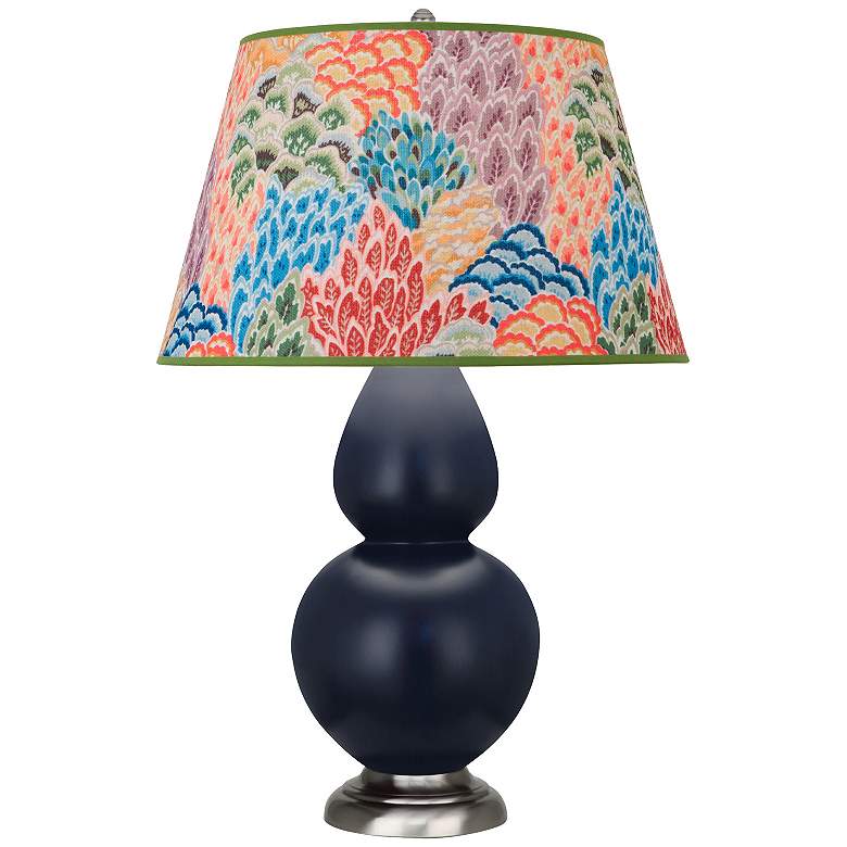 Image 1 Double Gourd 31"H Matte Blue And Silver Table Lamp w/ Spring Shade