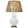Double Gourd 31"H Matte Celadon And Brass Lamp w/ Fall Floral Shade