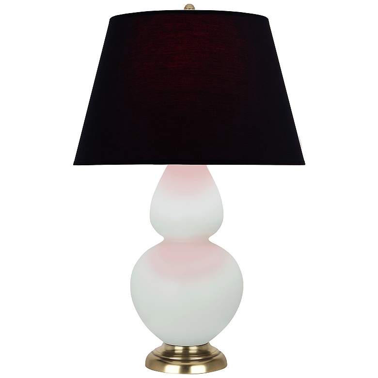 Image 1 Double Gourd 31"H Matte Celadon And Brass Lamp w/ Ink And Rose Shade