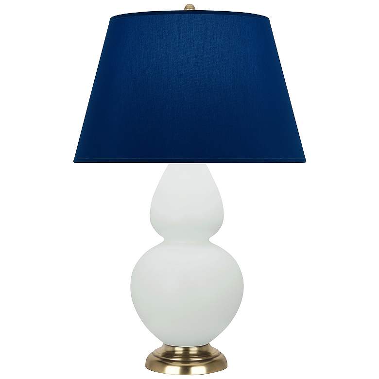 Image 1 Double Gourd 31"H Matte Celadon And Brass Lamp w/ Navy And Gray Shade