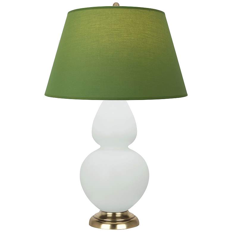 Image 1 Double Gourd 31"H Matte Celadon And Brass Lamp w/ Tea And Taupe Shade