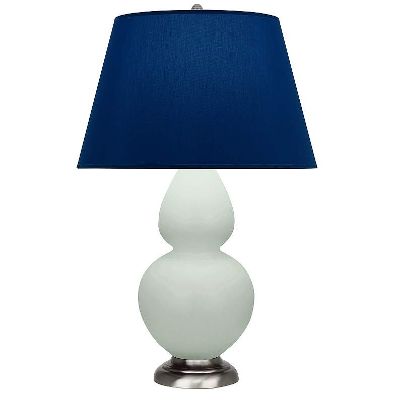 Image 1 Double Gourd 31"H Matte Celadon And Silver Lamp w/ Navy And Gray Shade