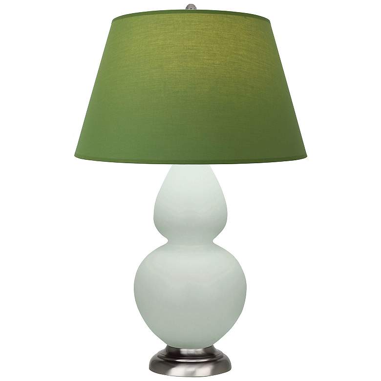 Image 1 Double Gourd 31"H Matte Celadon And Silver Lamp w/ Tea And Taupe Shade