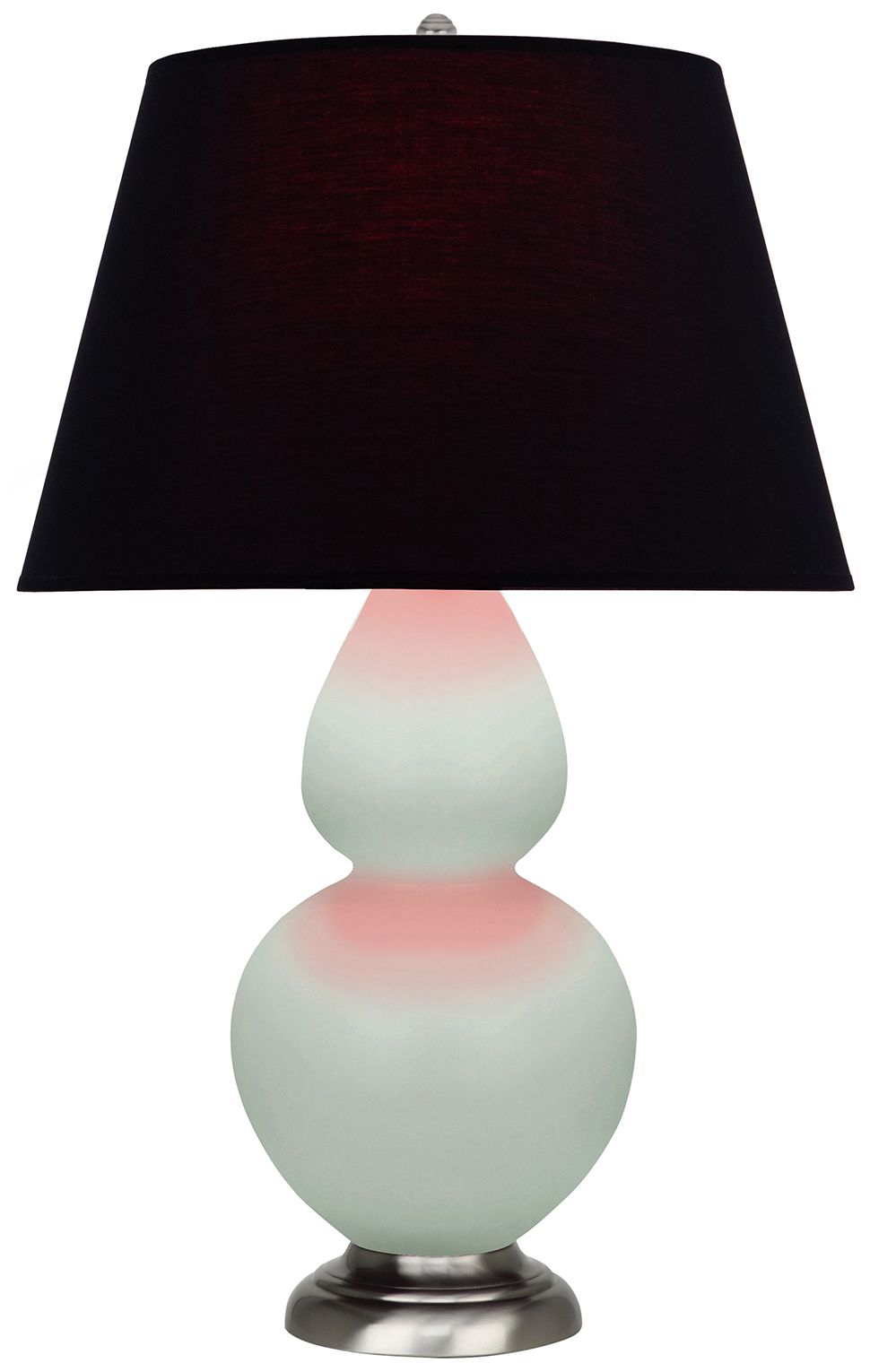 Double Gourd 31"H Matte Celadon & Silver Lamp w/ Ink & Rose Made to Order