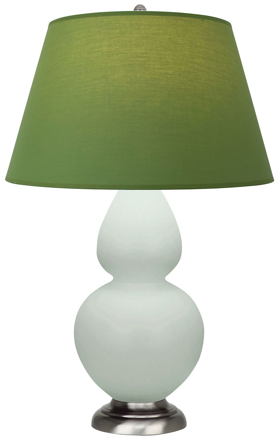 Double Gourd 31"H Matte Celadon & Silver Lamp w/ Tea & Taupe Made to Order