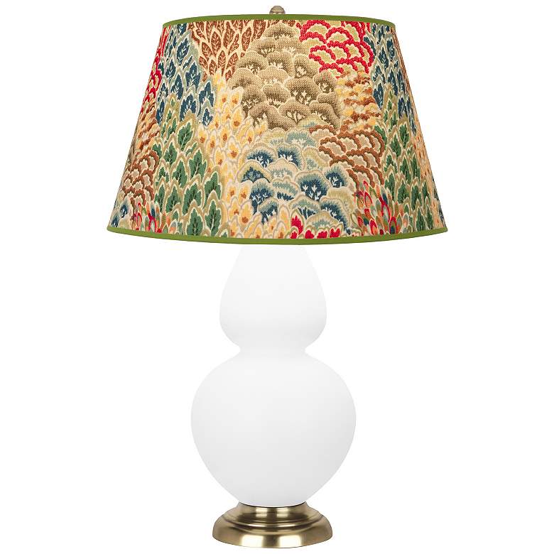 Image 1 Double Gourd 31"H Matte Daisy And Brass Lamp w/ Fall Floral Shade