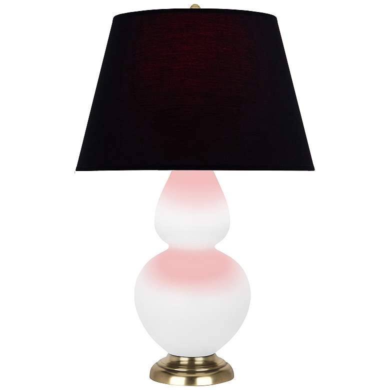 Image 1 Double Gourd 31"H Matte Daisy And Brass Lamp w/ Ink And Rose Shade