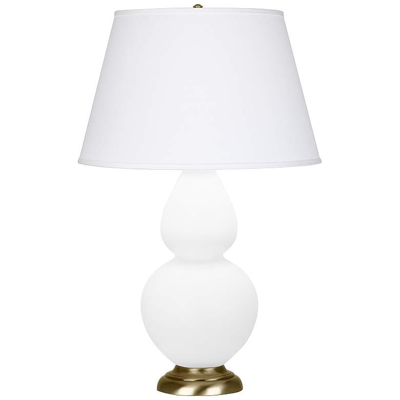 Image 1 Double Gourd 31"H Matte Daisy And Brass Table Lamp w/ Pearl Shade