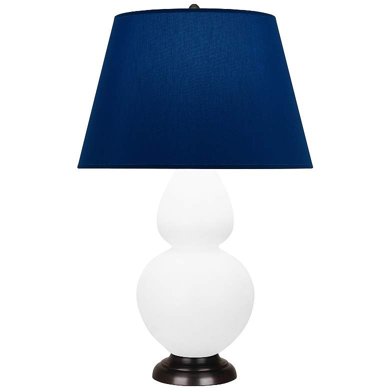 Image 1 Double Gourd 31"H Matte Daisy And Bronze Lamp w/ Navy And Gray Shade