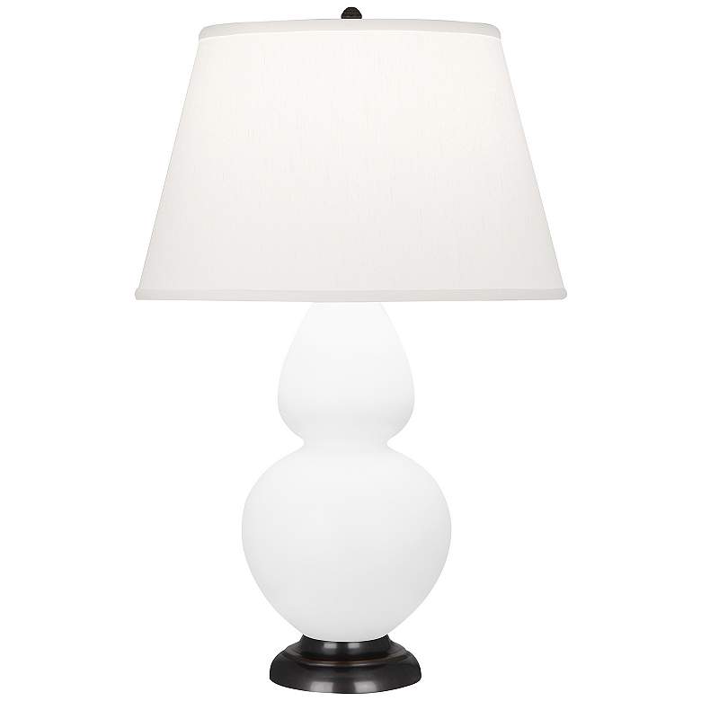 Image 1 Double Gourd 31"H Matte Daisy And Bronze Table Lamp w/ Pearl Shade