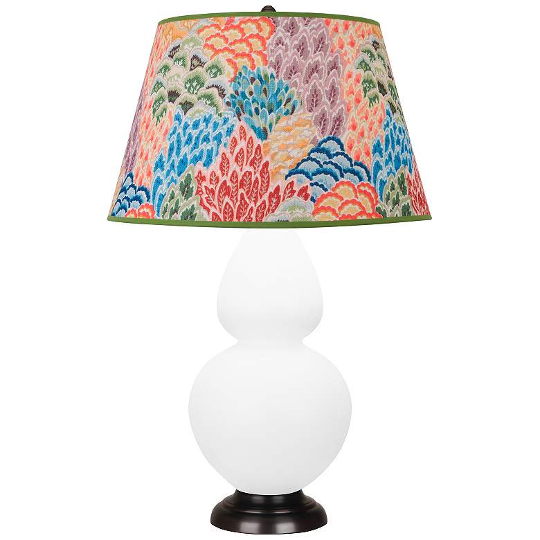 Image 1 Double Gourd 31"H Matte Daisy And Bronze Table Lamp w/ Spring Shade