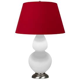 Image1 of Double Gourd 31"H Matte Daisy And Silver Lamp w/ Black And Red Shade