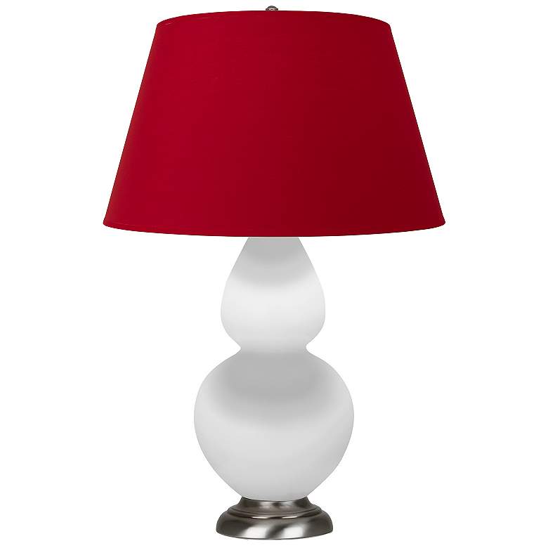 Image 1 Double Gourd 31"H Matte Daisy And Silver Lamp w/ Black And Red Shade