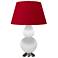 Double Gourd 31"H Matte Daisy And Silver Lamp w/ Black And Red Shade