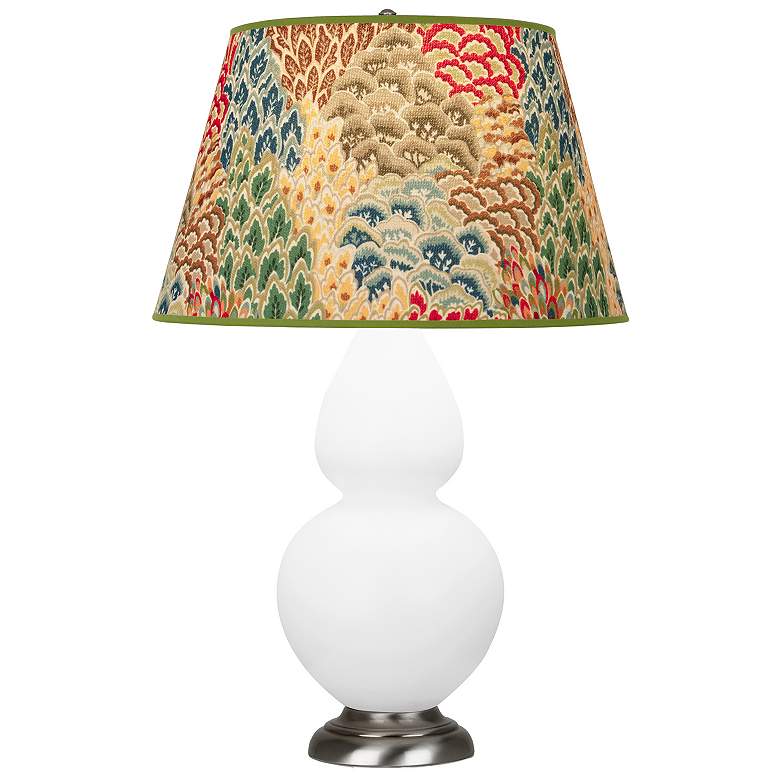 Image 1 Double Gourd 31"H Matte Daisy And Silver Lamp w/ Fall Floral Shade
