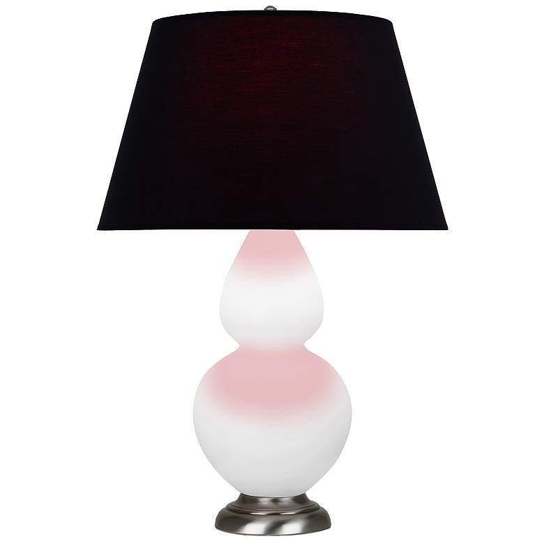 Image 1 Double Gourd 31"H Matte Daisy And Silver Lamp w/ Ink And Rose Shade