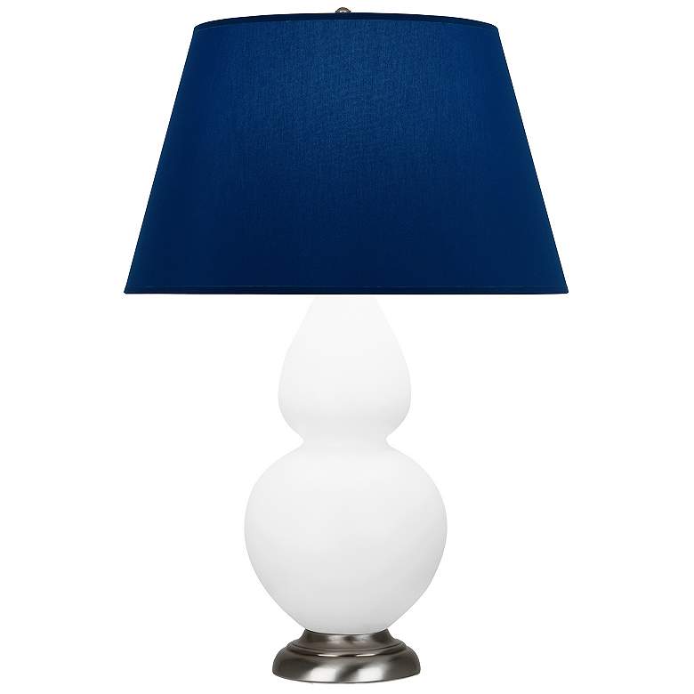 Image 1 Double Gourd 31"H Matte Daisy And Silver Lamp w/ Navy And Gray Shade