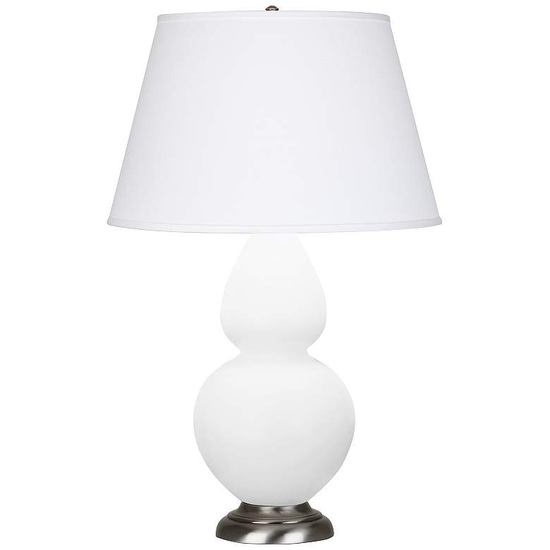 Image 1 Double Gourd 31"H Matte Daisy And Silver Table Lamp w/ Pearl Shade