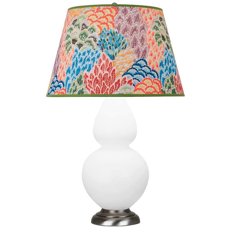 Image 1 Double Gourd 31"H Matte Daisy And Silver Table Lamp w/ Spring Shade