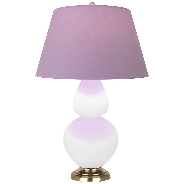 Image 1 Double Gourd 31"H Matte Lily And Brass Lamp w/ Lavender And Plum Shade